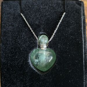 Green Heart Crystal Urn Pendant Necklace - Women Jewelry